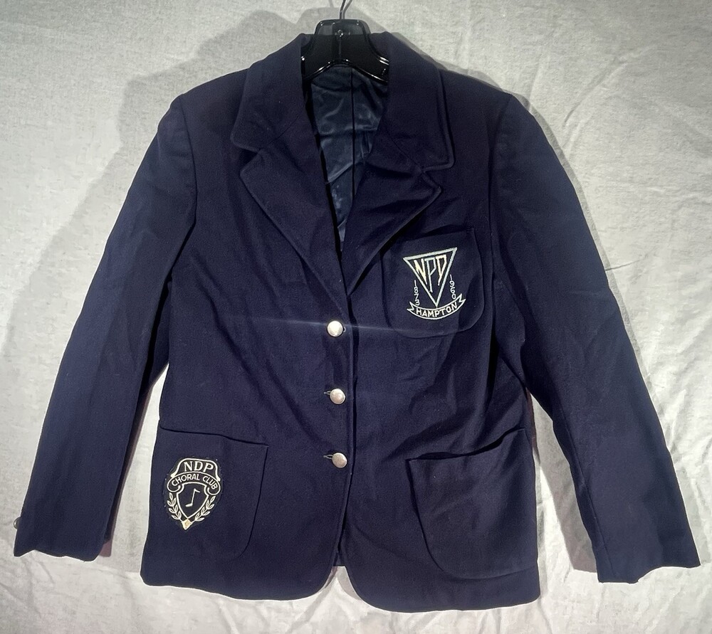 Vintage NDP Notre Dame Prep Hamilton Blazer Sz 12 Navy Blue W/ Choral Club Patch